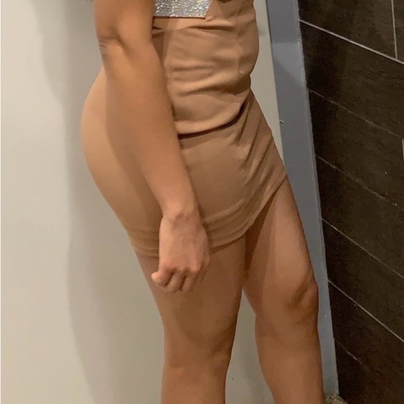 Windsor Tan Backless Dress with Silver Accents - Picture 8 of 9